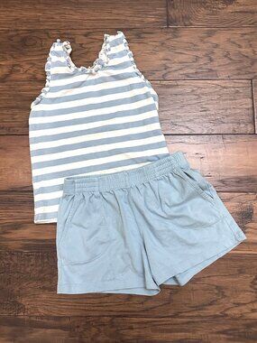 Coop Kids by Pink Chicken Girls' Dusty Blue Stripe Shorts Set*